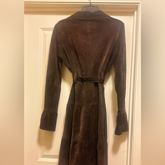 Brown 100% Suede Bell Sleeved Arden B Coat - Picture 3 of 9